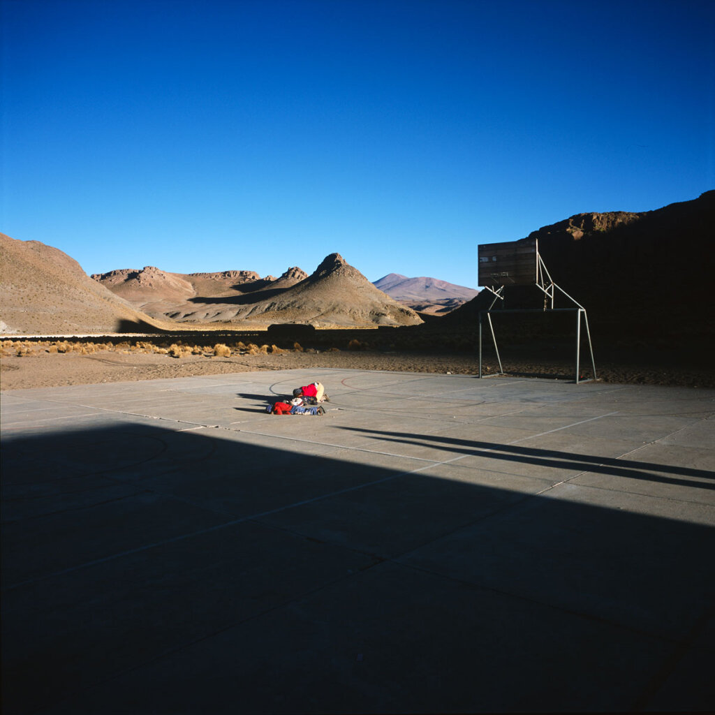 Children playing in the stadium of Quetena Chico